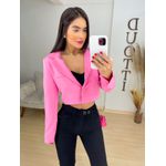 Blazer cropped alfaiataria rosa