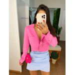 Blazer cropped alfaiataria rosa