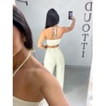 Calça alfaiataria gelo esverdeada 