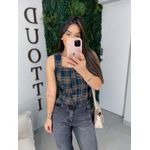 Blusa xadrez verde floresta