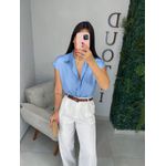 Camisa acetinada azul