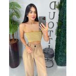 Cropped listrado bege