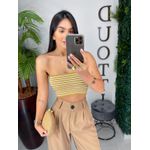 Cropped listrado bege