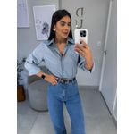 Camisa Amélia acetinada cinza azulado