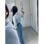 Camisa Amélia acetinada cinza azulado
