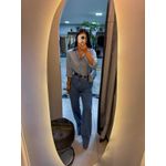 Camisa Amélia acetinada cinza azulado