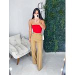 Calça alfaiataria risca de giz bege