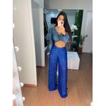 Calça paetê azul royal