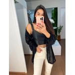 Cropped couro fake