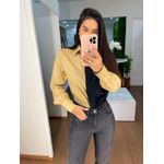 Camisa tricoline bege/preto