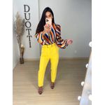 Calça reta alfaiataria amarela