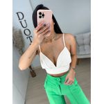 Cropped linho bege