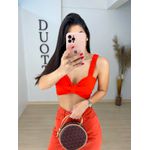 Cropped laço laranja avermelhado