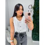 Cropped tweed branco
