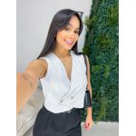 Colete risca de giz branco