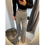 Calça alfaiataria xadrez cinza claro