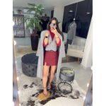 Short saia alfaiataria cereja