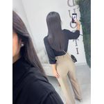 Calça alfaiataria reta marrom claro