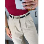 Calça alfaiataria risca de giz nude