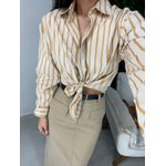 Camisa listrada bege/laranja