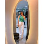 Wide leg elastano botões branca