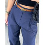 Calça alfaiataria linho azul