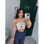 Cropped linho areia
