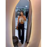 Calça alfaiataria linho azul