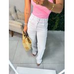 Wide leg elastano botões branca