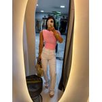 Wide leg elastano botões branca
