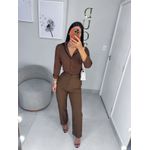 Camisa Cecília acetinada marrom