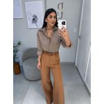 Camisa Amélia acetinada marrom claro