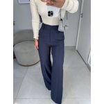 Calça Malu risca de giz azul marinho