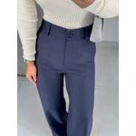 Calça Malu risca de giz azul marinho