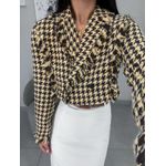 Blazer tweed marrom/creme