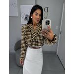 Blazer tweed marrom/creme
