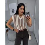 Colete Tricot bege/marrom
