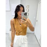 Colete risca de giz caramelo