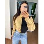 Camisa tricoline bege/preto