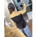 Camisa tricoline bege/preto