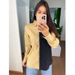 Camisa tricoline bege/preto