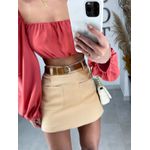 Short saia bege com cinto 