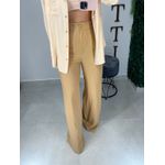 Calça alfaiataria risca de giz bege