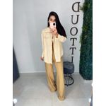 Calça alfaiataria risca de giz bege