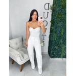 Wide leg elastano botões branca