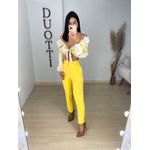 Calça reta alfaiataria amarela