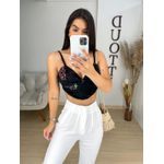 Cropped veludo bordado