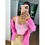 Cropped tricot fio rayon rosa