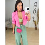 Blazer cropped alfaiataria rosa