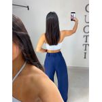 Cropped cambraia de linho azul
